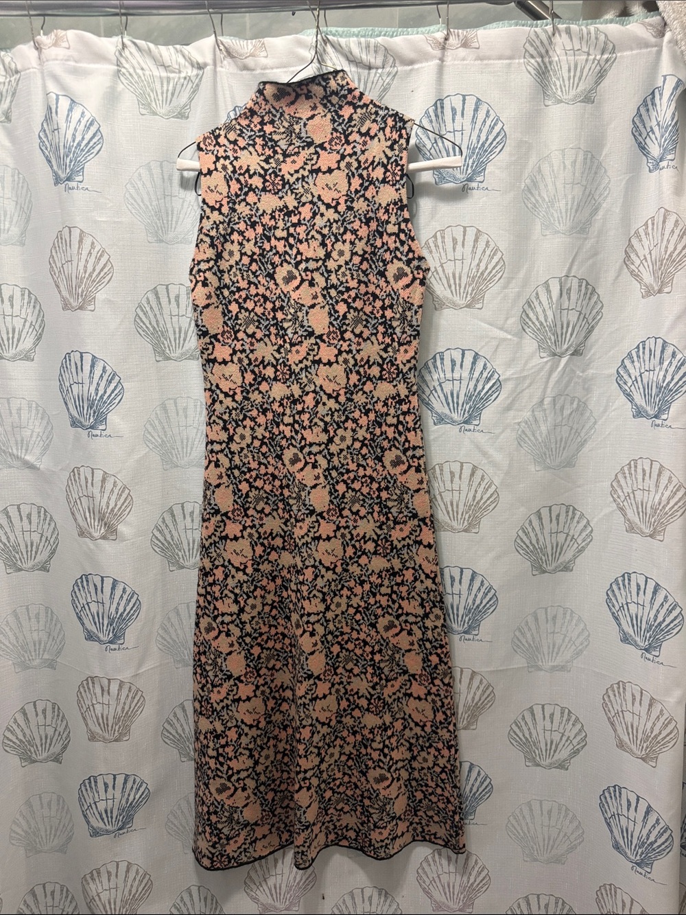Zara Peach Floral Mock Neck Maxi Dress on Black